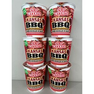 Set 6 Nissin Cup Noodles Kansas City BBQ Limited Edition Ramen 3.0oz Exp 5/2027